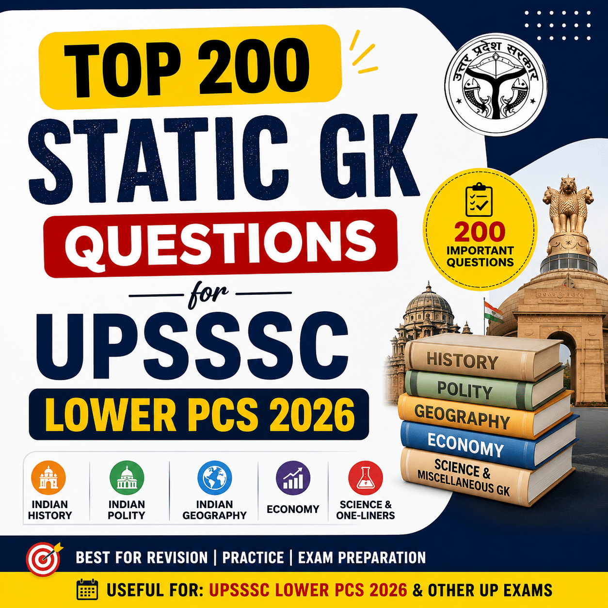 UPSSSC Lower PCS Static GK Questions 2026